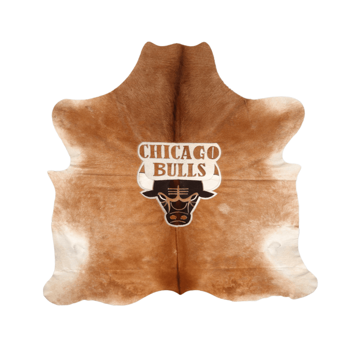 Custom Logo Brown Genuine Cowhide Rug L 7'2 x W 7'1