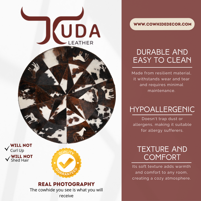 Round Genuine Cowhide Rug