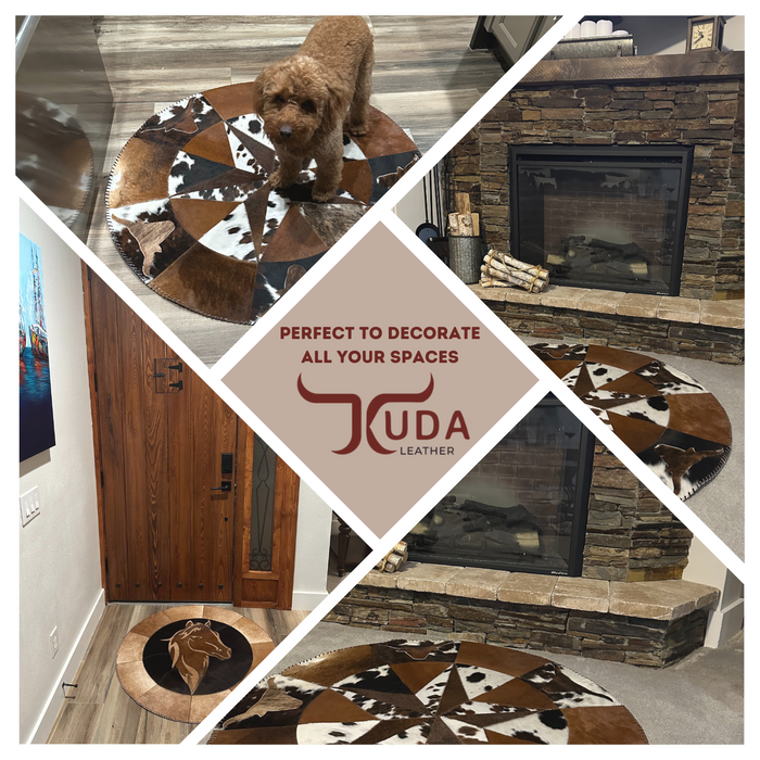Round Genuine Cowhide Rug