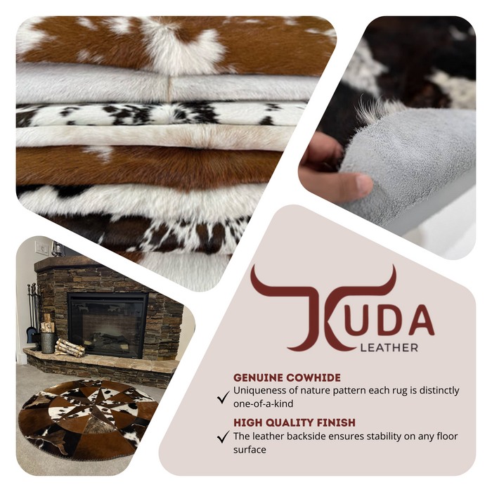 Round Genuine Cowhide Rug