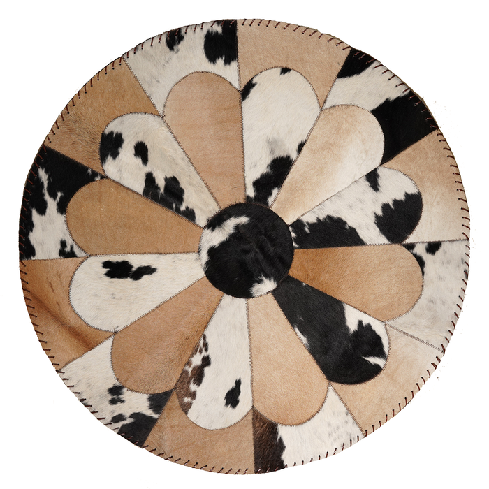 Round Genuine Cowhide Rug