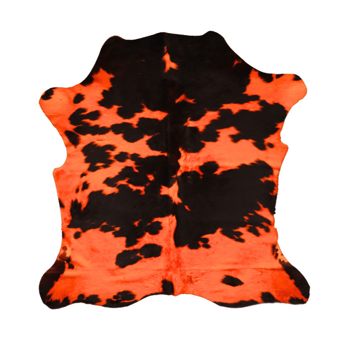Dyed Neon Orange And Black Genuine Cowhide Rug (L: 6'8' x W: 6'3")