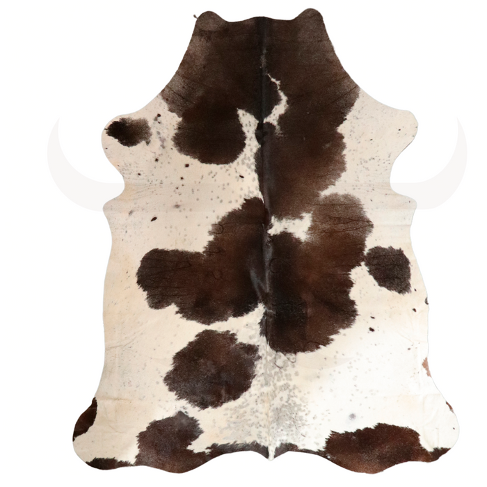 Chocolate  and White  Genuine  Cowhide Rug L 6'4" x W 5'5"