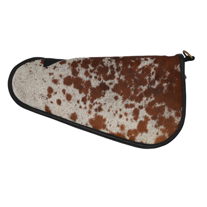 Brown and White  Genuine Cowhide Pistol Case - Large (14" x 7")