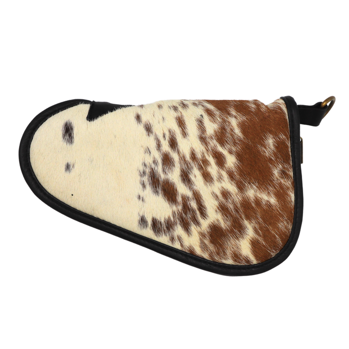 Brown and White Genuine Cowhide Pistol Case - Small (9" x 6")