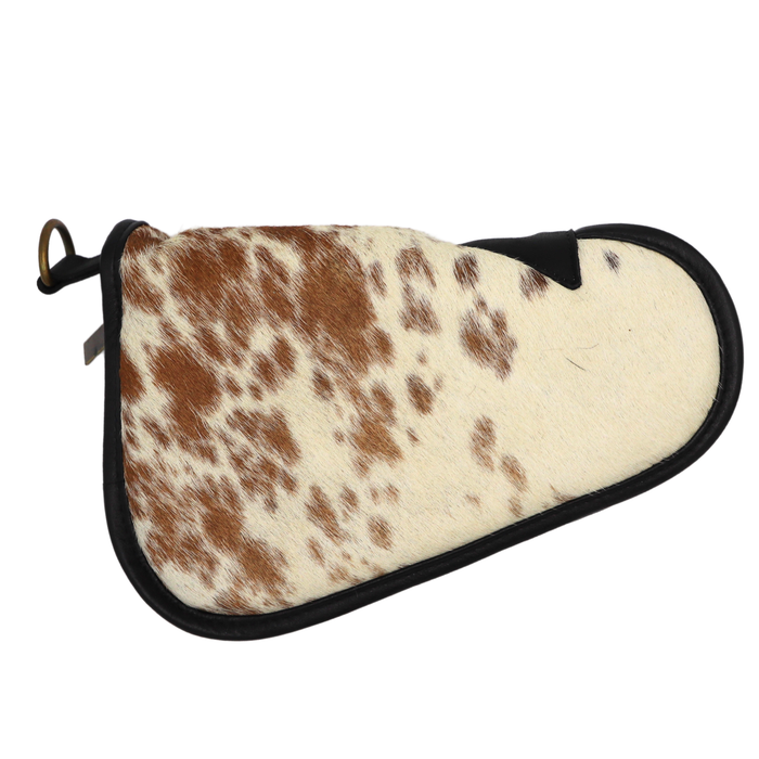 Brown and White Genuine Cowhide Pistol Case - Small (9" x 6")