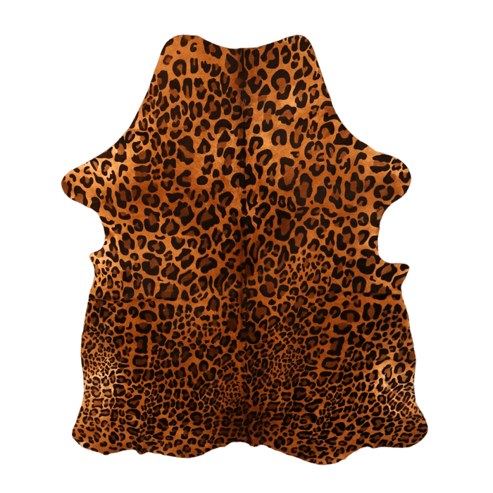 Exotic Cheetah Print On Genuine Caramel Cowhide Rug (L: 6'7" x W: 6'3")