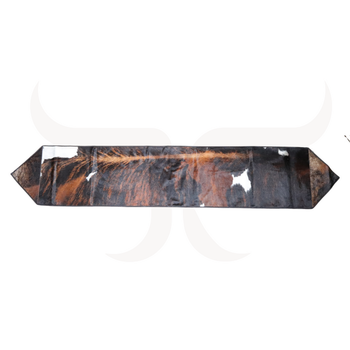 Tricolor Genuine Cowhide Table Runner