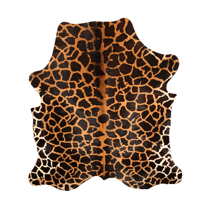 Exotic Giraffe Print On Genuine Caramel Cowhide Rug (L: 7' x W: 6'5")