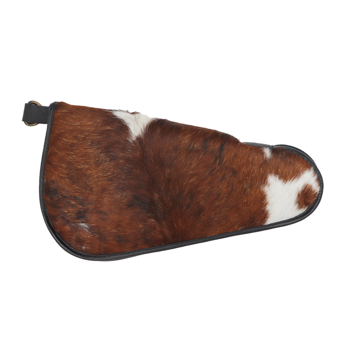 Brown and White Genuine Cowhide Pistol Case - Large (14" x 7")