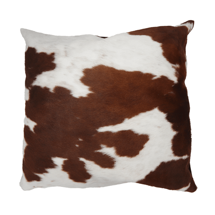 Brown and White Genuine Cowhide Pillow Cover - Large