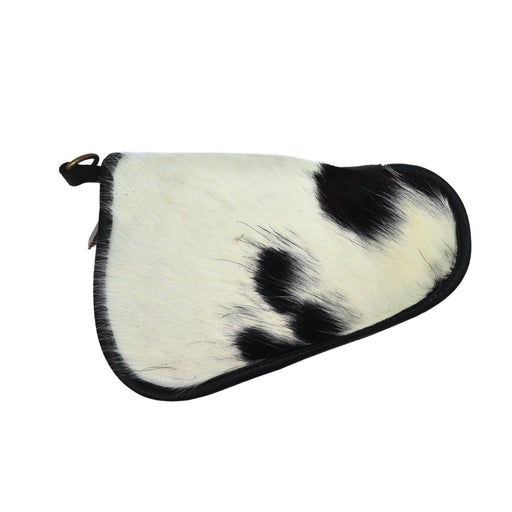 Black and White Genuine Cowhide Pistol Case - Small (9" x 6") - Cowhide Decor