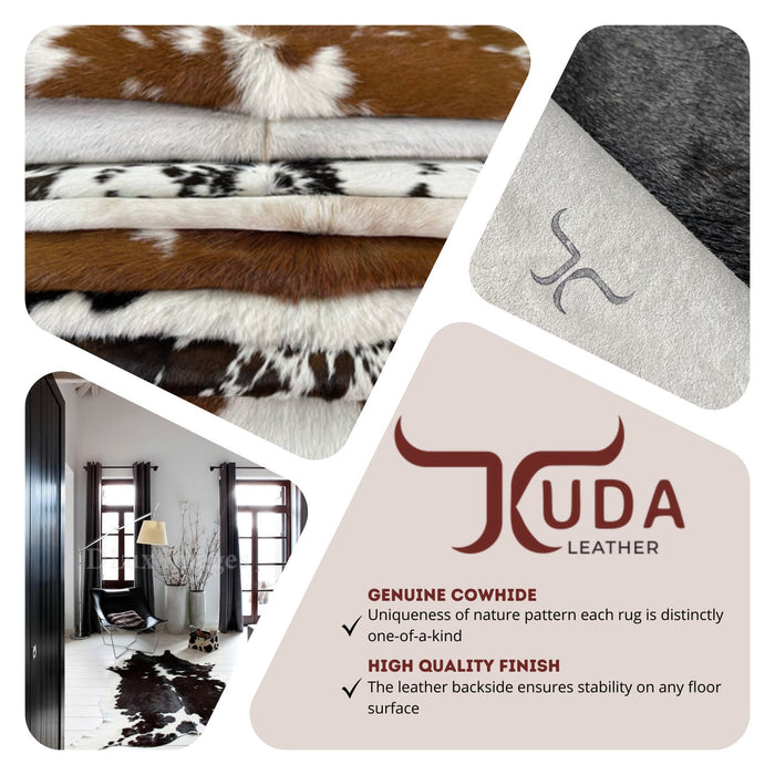 Black and White Genuine Cowhide Rug L 6'2" x W 5'3" - Cowhide Decor