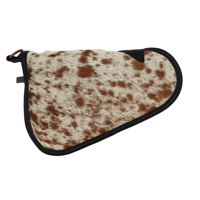 Brown and White Genuine Cowhide Pistol Case - Small (9" x 6") - Cowhide Decor