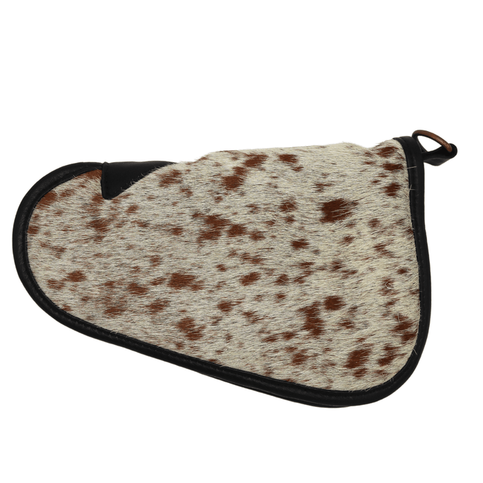 Brown and White Genuine Cowhide Pistol Case - Small (9" x 6") - Cowhide Decor