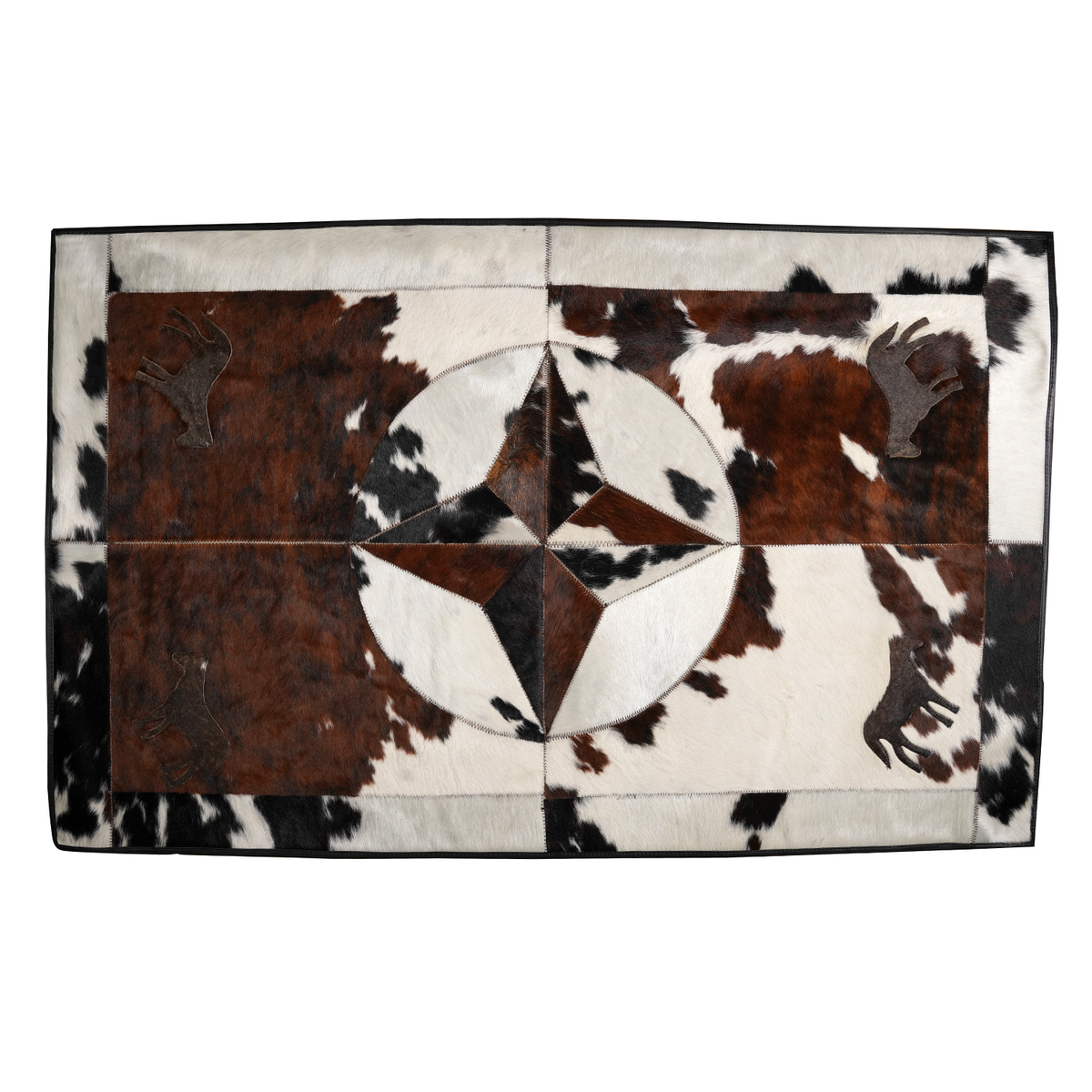 Kuda Leather Rectangular Cowhide Rug, Brown