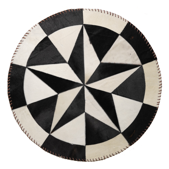 Round Cowhide Rug with Star