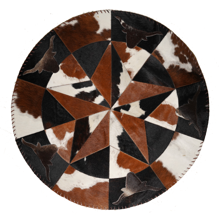 Round Cowhide Rug with Star